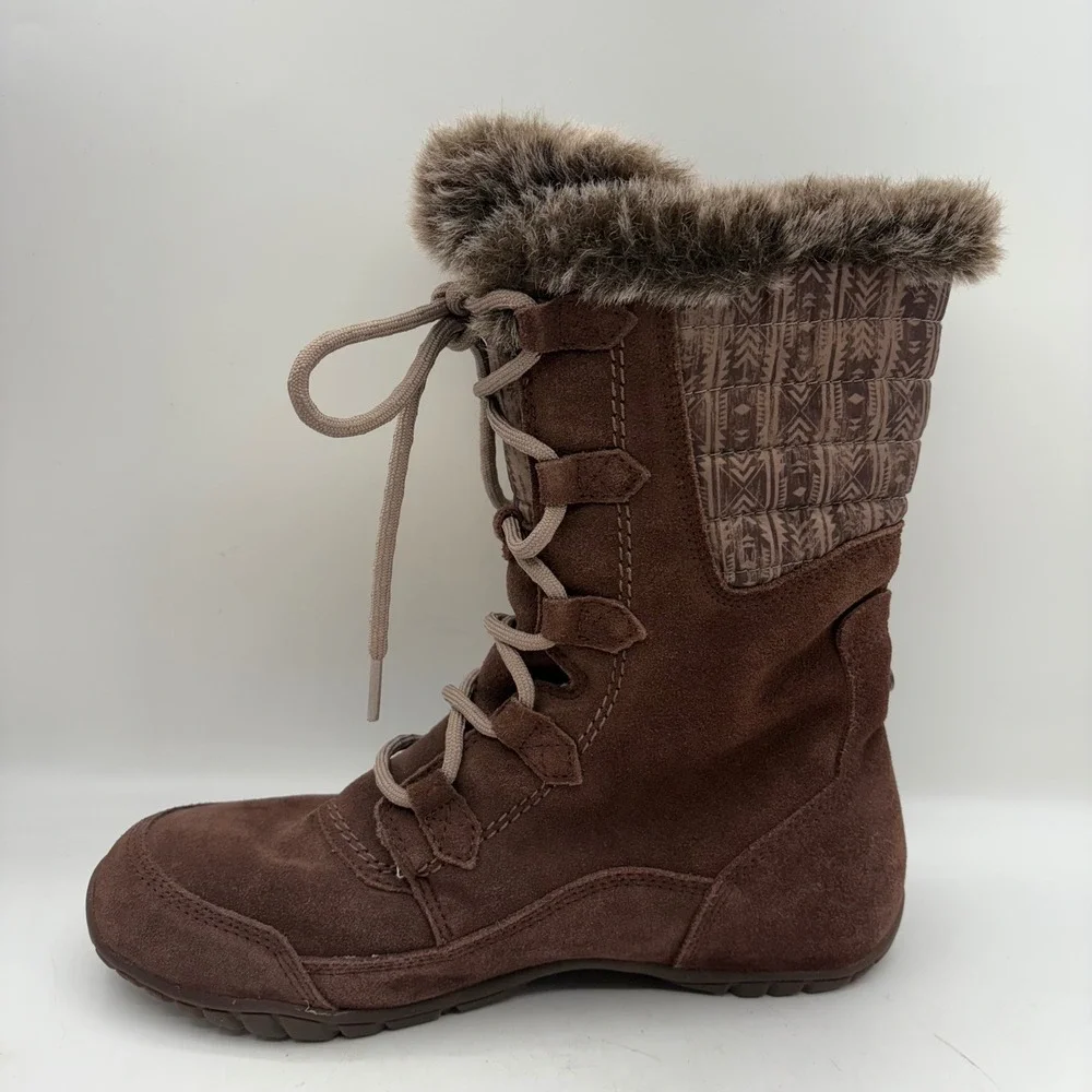 The North Face Womens Nuptse Purna II Brown Waterproof Suede Winter Boots Size 8